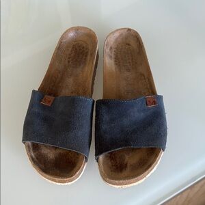 Biostep Navy Suede Leather Slide Sandals size 8